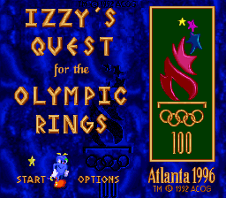 Izzy's Quest for the Olympic Rings (USA) (Beta) Title Screen
